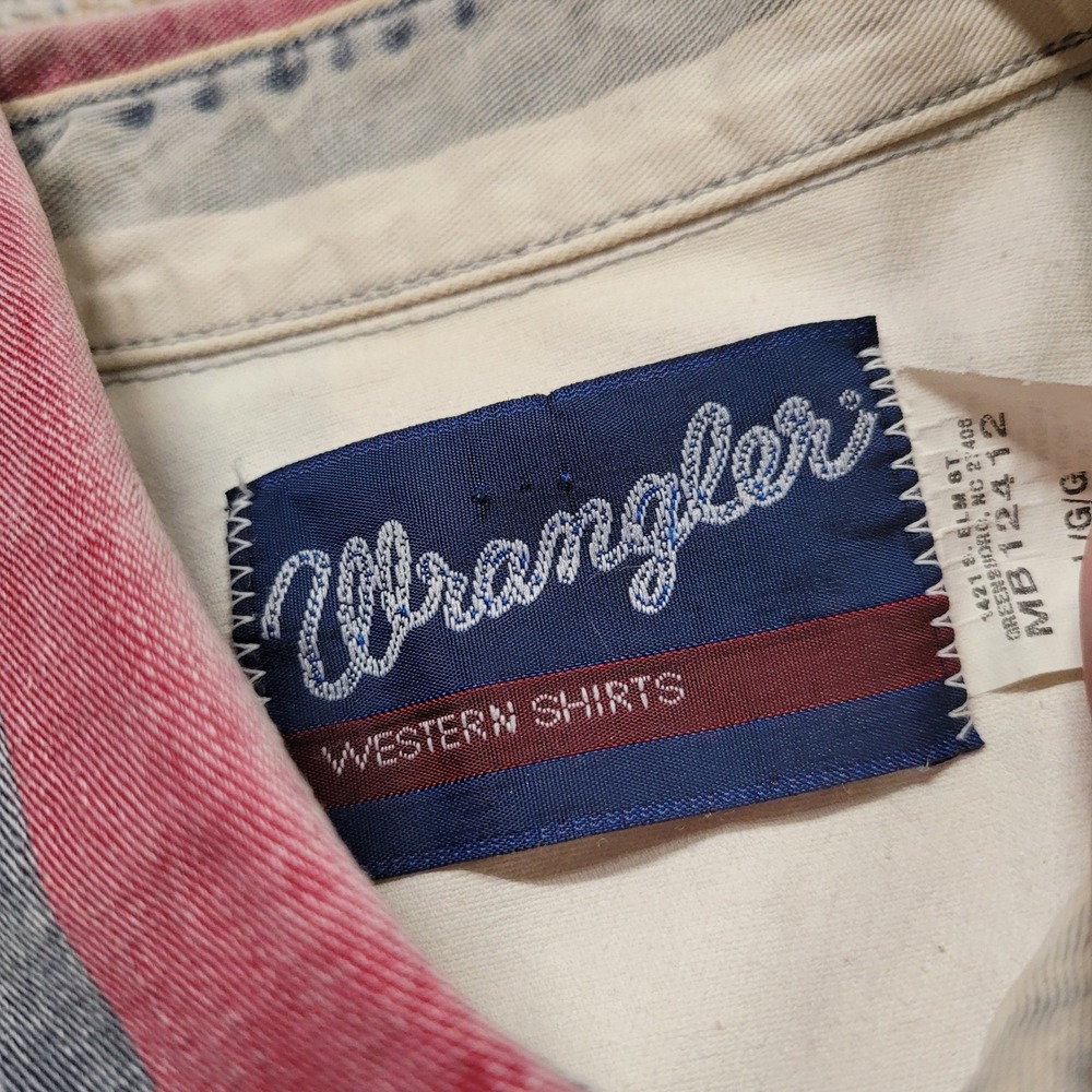 Wrangler Brushpopper Western Shirt‎ Men Large Multicolor Striped Pearl Snap Fade - Picture 4 of 10